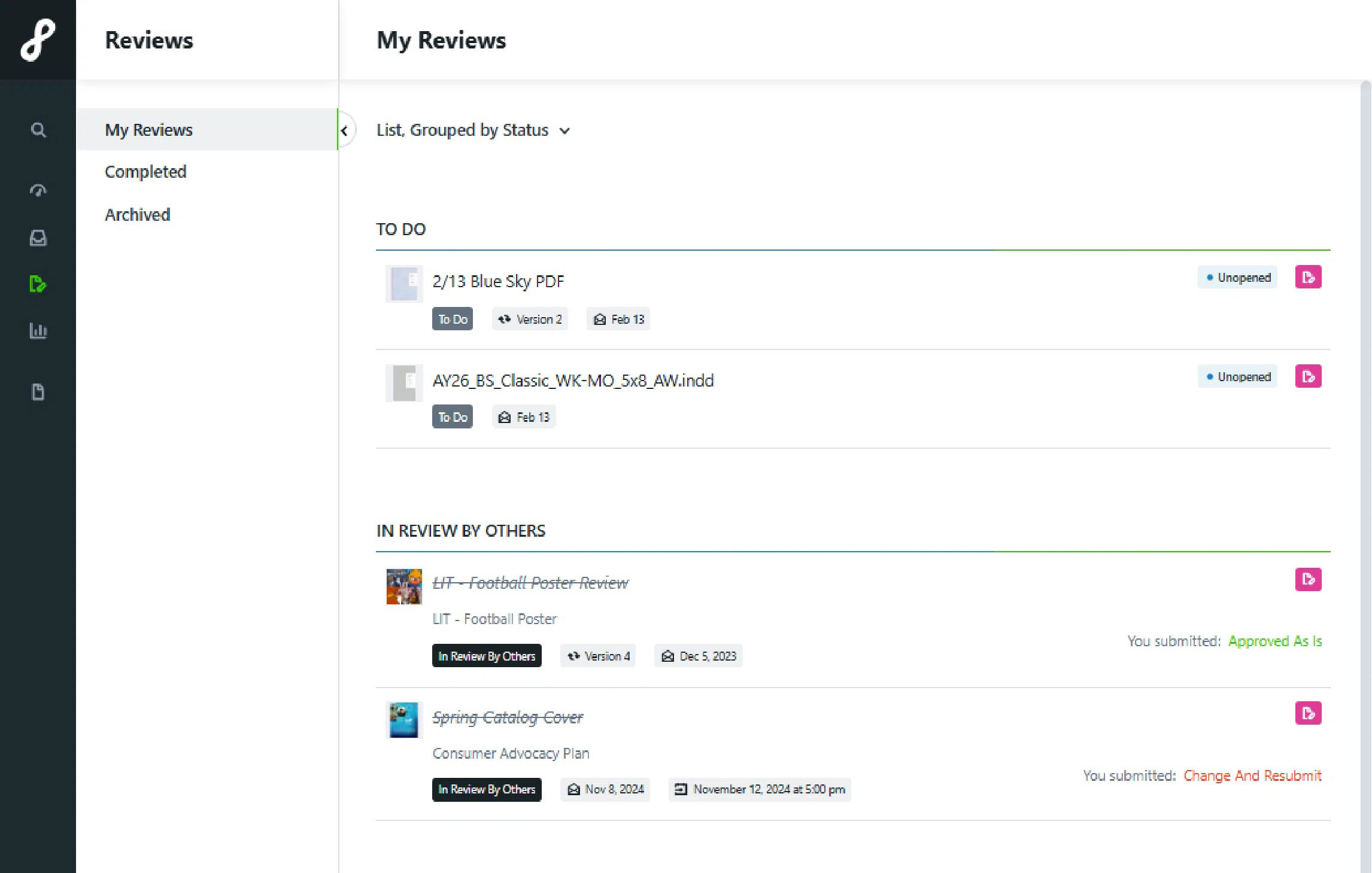 screenshot shows example of creative process meaning in workflow management
