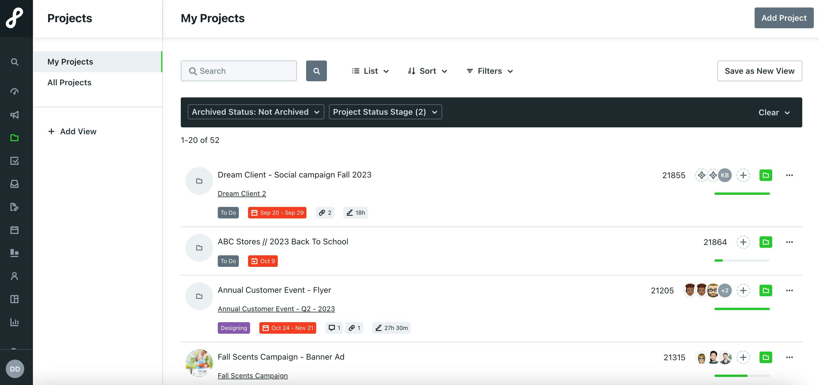 graphic shows how projects are organized in online proofing tools for designers