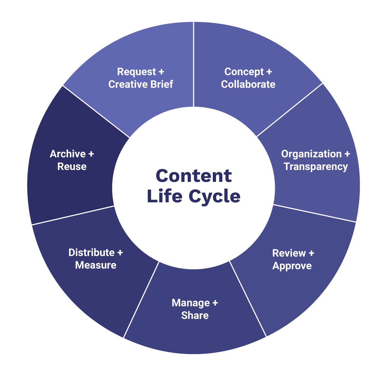 graphic highlighting each stage of the content life cycle